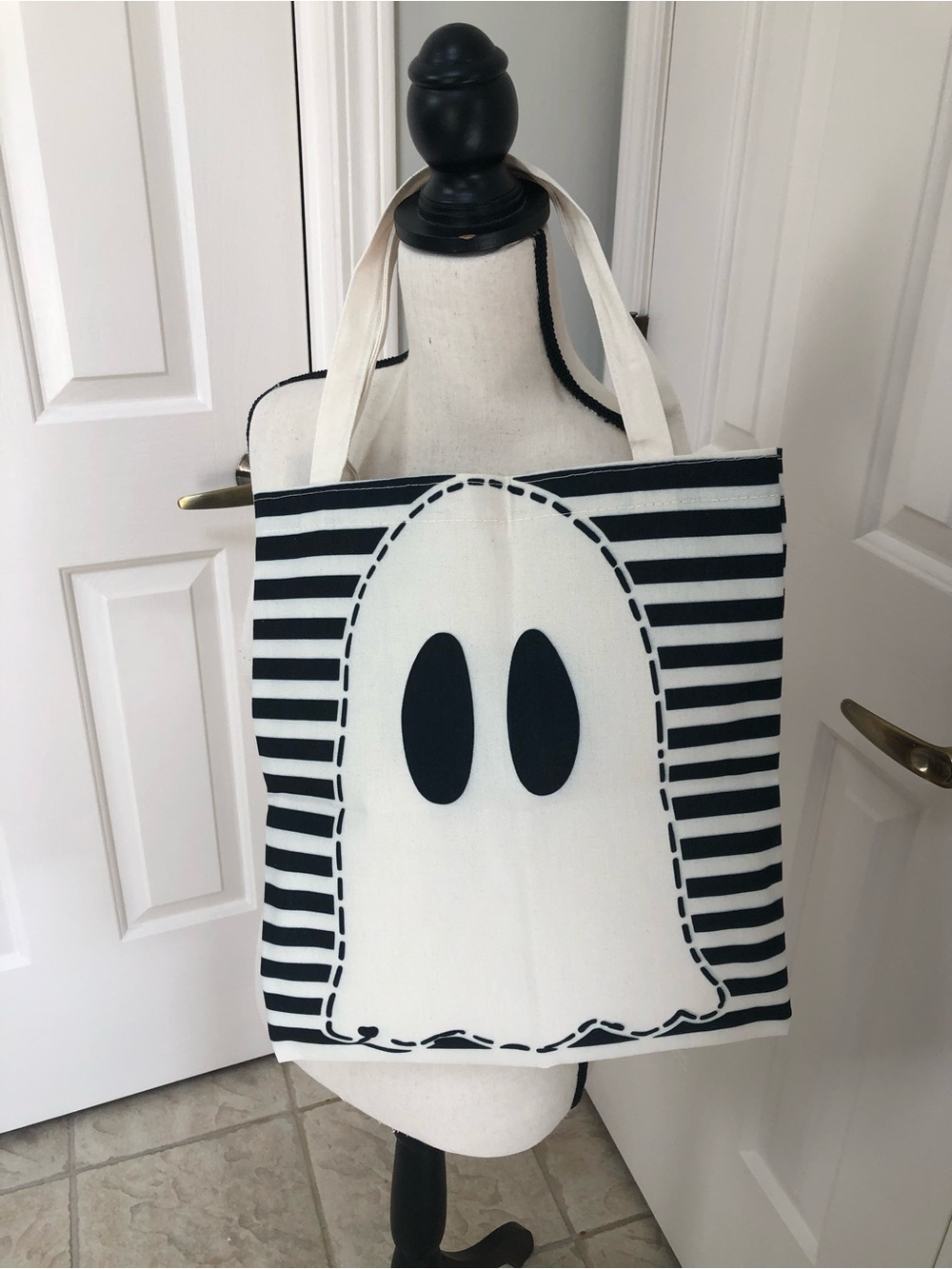 Kids Ghost Tote Costume Bag - Black & White